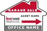 image for Garage Sale DIRECTIONAL HOUSE-SHAPE SIGN DOUBLE SIDED - HGS 18” HEIGHT X 23.5” WIDE ON 4 MM COROPLAST . RECOMMENDED TO USE WITH STEP STAKES (SS) (NOT INCLUDED)